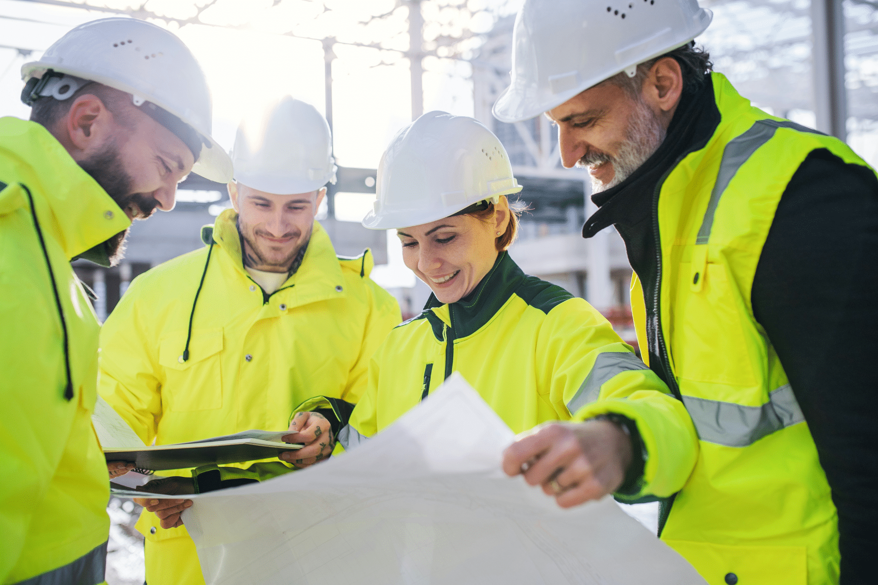Construction services showcasing building projects, machinery, and skilled workers engaged in construction and development activities
