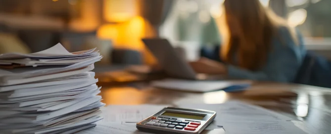 Arrow Bookkeeping professional reviewing financial records with a business owner